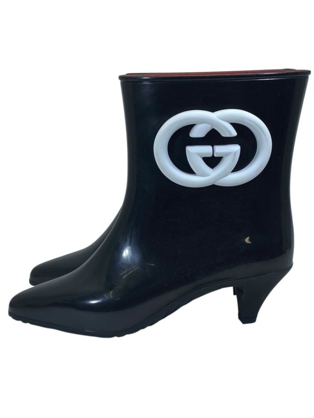 Gucci Interlocking Ankle Boots Rain Pointed Toe Rubber - Picture 3 of 10
